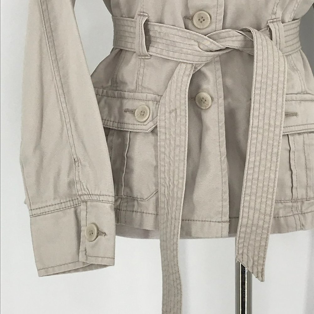 French Cuff Tan Khaki 4-Pocket Belt Utility Jacket - Picture 8 of 11